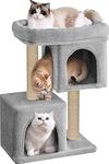 Purrway Condo Cat Kitten Activity Tree | Plush Fur Fabric | Detachable Bed | Jute Rope Scratching Post | Suitable for Kittens (Height 26 Inch) (Grey - FURR-62)