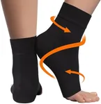 KEMFORD Ankle Compression Sleeve - Plantar Fasciitis Braces - Open Toe Compression Socks for Swelling, Sprain, Neuropathy, Arch Support for Men and Women - 20-30mmhg, 2XL, Black