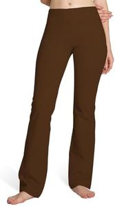 Houmous S-XXXL 29''31''33''35'' Inseam Women's Cotton Bootcut Pants Inner Pocket(Regular-33 Inseam-Brown, Medium)