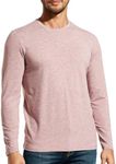 MIER X-Sofort Men's Long Sleeve Workout Shirts for Running Casual Crewneck Tees Lightweight Quick Dry Fit Tshirts, Pink Heather, 3XL