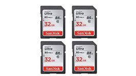 SanDisk Ultra 32GB Class 10 SDHC UHS-I Memory Card Up to 80MB, 4 Pack (Card)