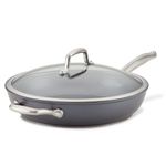 Anolon 81122 Accolade Hard Anodised Non Stick Deep Frying Pan with Lid and Auxiliary Handle, Aluminium, Moonstone