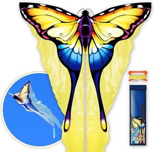 SGftre Beautiful Yellow Tulle Butterfly for Kids & Adults,Easy to Fly with Kites for Beach Trip Park Family Outdoor Games and Activities