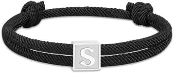 Zocomi Rope Bracelet for Men Boys, Initial Letter S Braided String Bracelets for Teen Teenage Him Male Mens Wrist Accessories Jewelry Gifts Age Pulsera Brazalete Para Hombre Black