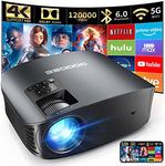 Projector 4K, GooDee Mini Projector with WiFi and Bluetooth, 20000L 600ANSI 1080P Movie Projector for Outdoor, Video Projector for Home Theater Dolby Audio Zoom Portable Projector for iPhone/Android