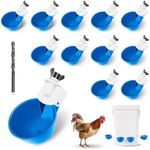Chicken Water Cups 12 Pack, Automatic Filling Waterer Feeder Bowl, Gravity Poultry Watering System, Chicken Water Dispenser, Chicken Coop Accessories for Hens, Duck, Goose, Turkey (Blue)