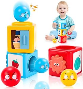 Qizebaby Baby Toys 6 to 12 Months，Montessori Toys for 1 Year Old Boys & Girls，Infant Stacking Toy Toddler Learning Educational Building Blocks Ball Drop Game for 6 9 12-18 Months Babies Gift