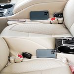 Car Seat Gap Filler Set of 2, Soft Foam Multifunctional Seat Side Gap Filler with Organizer & Hook Function, 3in1 Gap Stopper Universal Fit Car SUV Truck Fill The Gap Between Seat & Console（Ivory）