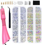 Hotfix Rhinestones Bedazzling Kit,Iron-on Hot Fix Applicator Setter Tool with Rhinestones,Hot Fixed Wand for Clothes Clothing Fabric Crafts,Crystal