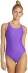 Sporti Solid Wide Strap One Piece Swimsuit - Purple - 30