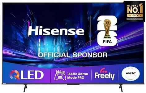 Hisense 55" 55E78QTUK PRO 144Hz QLED Smart AI TV - Hi-View AI Engine, 144Hz Game Mode PRO, Dolby Atmos, Quantum Dot Colour with Freely, Disney +, YouTube, Netflix