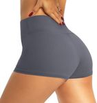 QGGQDD Workout Biker Shorts for Women - 3"/5"/8" High Waisted Tummy Control Spandex Booty Shorts for Gym Yoga Volleyball Dark Grey