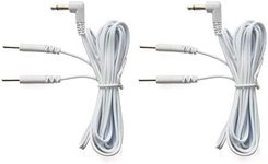 Vogueing Tool 1 Pair 120CM Tens Electrode Lead Wires Jack 3.5mm Plug 2.0mm Pin Connection White