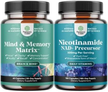 Bundle of Advanced Brain Supplement for Memory and Focus and Vitamin B3 Nicotinamide 500mg Capsules - Nootropics Brain Support - Mitochondrial Energy and Potent Skin Supplement