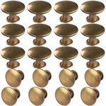 hugolem 20 Pack Brass Round Antique Brass Kitchen Cabinet Knobs Cupboard Door Knobs Drawer Handle Pulls Dresser Knobs with 21 Pcs Screws for Bathroom Drawer Door Hardware