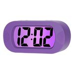 Plumeet Kids Alarm Clock Large Digital LCD Travel Alarm Clocks with Snooze and Night Light - Ascending Sound and Handheld Size - Best Gift for Kids (Purple)