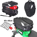 MIHUNTER Motorcycle Tail Bag, Seat Bag, Dual Use Motorcycle Waterproof Helmet Bag for Motorbike - with One Extra Motorcycle Cargo Net