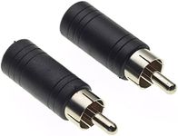 RCA Male Plug to 3.5mm 1/8" Inch Stereo Socket Female Adaptor Connector, Pack of 2 - Convertor and Audio Adapter for Stereo, Amps, and A/V Receivers