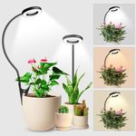 Wolezek Grow Lights for Indoor Plants, Clip On 6500K Full Spectrum LED Grow Light, Two Installation Options Plant Light, 3 Colors Grow Lamp with 360° Gooseneck, 6/12/16H Timer, 5 Brightness, 2 Pack