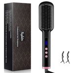 Hair Straightener Brush UK, Haglater Straighteners Brush and Hot Comb 2-in-1, 13 Temp Settings (100℃-230℃), Anti-Scald, Straightening Brush for Women, Professional Hair Styling Appliances