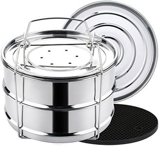 Aozita Stackable Steamer Insert Pans with Sling for Instant Pot Accessories 6/8 qt - Pot in Pot, Baking, Casseroles, Lasagna Pans, Food Steamer for Pressure Cooker, Upgrade Interchangeable Lids