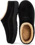 HomeTop Men's Moccasin Slippers Soft Warm Non-slip Memory Foam Indoor House Shoes with Fluffy Lining Black, 10-11 UK