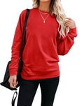 INFITTY Womens Pullover Sweatshirt Long Sleeve Crew Neck Sweater Fall Loose Casual Tops Workout Outgoing Hoodies Red M