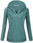 Hibelle Womens Zip Up Hoodie, Fall Full-Zip Track Workout Yoga Athletic Hoodies Pockets Juniors Running Jackets Plus Size Clothing Lightweight Cozy Hooded Sweatshirts Green Medium