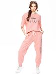 SN SWEET NIGHT Women’s Mickey & Friends Printed Round Neck T-Shirt and Joggers Track Suit (M, Peach)