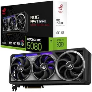 ASUS ROG Astral GeForce RTX 5080 OC Edition Gaming Graphics Card (PCIe 5.0, 16GB GDDR7, HDMI/DP 2.1, 3.8-slot, 4-fan design, Axial-tech fans, patented vapor chamber, Phase-change GPU thermal pad)