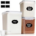 ComSaf Flour Storage Containers Set of 3 (5.2L/5.5Qt) (2.5L/2.6Qt*2), Large Airtight Food Storage Containers with Lids, Plastic Canisters Sets for Kitchen, Pantry Organizers for Rice Cereal and Baking