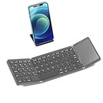 Foldable Keyboard with Full Touchpad, Gimibox Pocket Size Keyboard for Android, Windows, PC, Tablet, Type-C Rechargeable Li-ion Battery-Dark Gray (Touchpad)