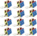 Laxmi Collection 12 Pcs Mini Cube Keyrings Key Chains for Kids Boys Girls Children and Adults Birthday Return Gifts in Bulk Pinata Filler-Multicolor (Pack Of 12)