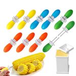 18 Pcs Stainless Steel Corn Cob Holders with Silicone Handle & Convenient Butter Spreading Tool (Multicolor)