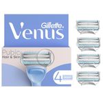 Gillette Venus for Bikini Pubic Hair and Skin, Womens Razors, 4 Razor Blade Refills for Intimate Grooming