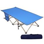 REDCAMP Folding Kids Cot for Sleeping 5-10, Portable Toddler Cot Bed Child Travel Cot for Camping, Blue 53''x26''