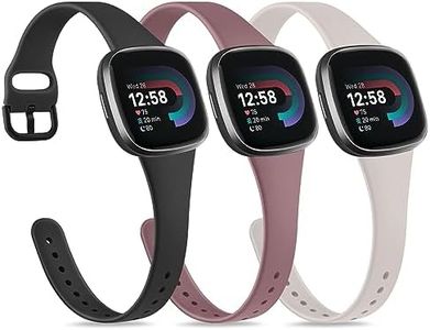 [3 Pack]Slim Bands for Fitbit Versa 4 Bands&Fitbit Versa 3 Bands, Fitbit Sense 2 Bands&Fitbit Sense Bands, Soft Silicone Thin Narrow Women Men Sport Wristband for Fitbit Versa 4/3 / Fitbit Sense/Sense 2