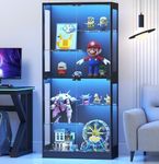 Lamtor 69-Inch Glass Display Cabinet - Curio Cabinet with RGB Lighting, Adjustable Shelves Display Case, for Game Room, Living Room, Bedroom, Black