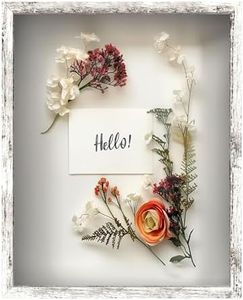 FrameWorks 16" x 20" White Driftwood Wooden Shadow Box Frame – Soft Felt Back, Tempered Glass, and Included Elegant White Ball Push Pins