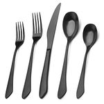 Matte Black Silverware Set, 40-Piece Stainless Steel Flatware Set Service for 8, Satin Finish Tableware Cutlery Set for Home and Restaurant, Dishwasher Safe