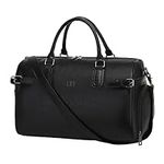 Leather Duffle Bag, LXY Travel Duffle Weekender Bag with Shoe Compartment, Duffel Overnight Gym Bags for Women Men, 2#Black