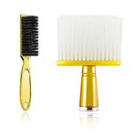 2 Pieces Barber Brush Set, with Barber Blade Cleaning Brush Neck Duster Brush, Clipper Cleaning Brush Styling Brush Tool for Barbershop and Home Use - Gold