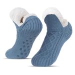 BLURBE Women’s Cuddly Socks, Men's Winter Stopper Socks, Fleece SocksWarm Thick Slipper Socks, ABS Socks, Non-Slip Slippers Plus Velvet For UK Sizes 5.5-9, Hellblau, One Size