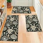 Homcomoda Boho Kitchen Rug Sets 3 Piece with Runner Non Slip Kitchen Floor Mats Washable Kitchen Rugs and Mats Floral Kitchen Carpet Runner Rugs for Kitchen Laundry Hallway