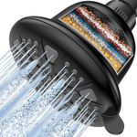DAKINGS Filtered Shower Head with16 Stage Shower Filter Cartridge High Pressure 7 Spray Settings Shower Head Filter for Hard Water Removes Chlorine and Heavy Metals, Black