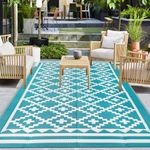 Capslpad Outdoor Picnic Rug 150x245cm Waterproof Outdoor Patio Rug Reversible Plastic Straw Rug UV Resistant Recycled Indoor Outdoor Area Rug for Backyard Terrace Balcony Camping Tent Deck Beach,Teal