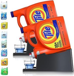 TidyFriend No-Spill 2 Pk Liquid Laundry Detergent Dispenser Holder, Laundry Soap Dispenser Holder with Drip Tray for Laundry Room Organization (No Strap, Black)