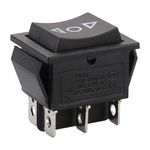 Baomain Momentary 6 Pin DPDT Button Rocker Switch (ON)/Off/(ON) AC 250V/10A 125V/15A Black Plastic KCD2-223 (1PCS)