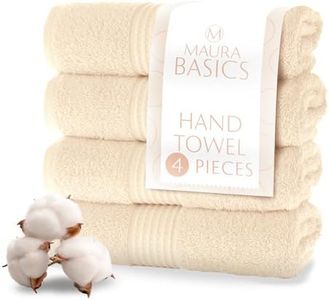 MAURA Basics Hand Towels for Bathroom with Hanging Hook Loops. Soft, Durable, Long Lasting and Absorbent Hand Towel Sets for Bathroom, American Standard Size 16"x28", Cream