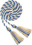 GHGMAO Graduation Honor Cords, Graduation Cord 2024, 68” Rayon Braided Tassels Cords for Grads Party Decors, Multi-Color Honor Ropes for Graduation Students, Bachelor Gown (Gold, Blue and White)